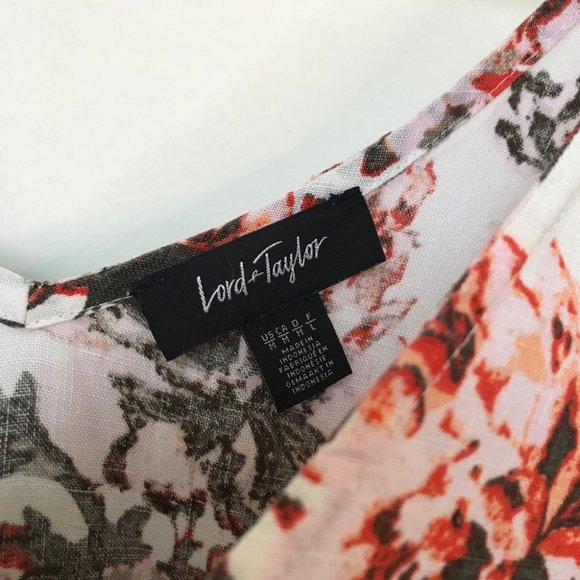 Lord + Taylor White Pink 100% Linen Floral Sleeveless Midi Maxi Dress - Picture 3 of 9